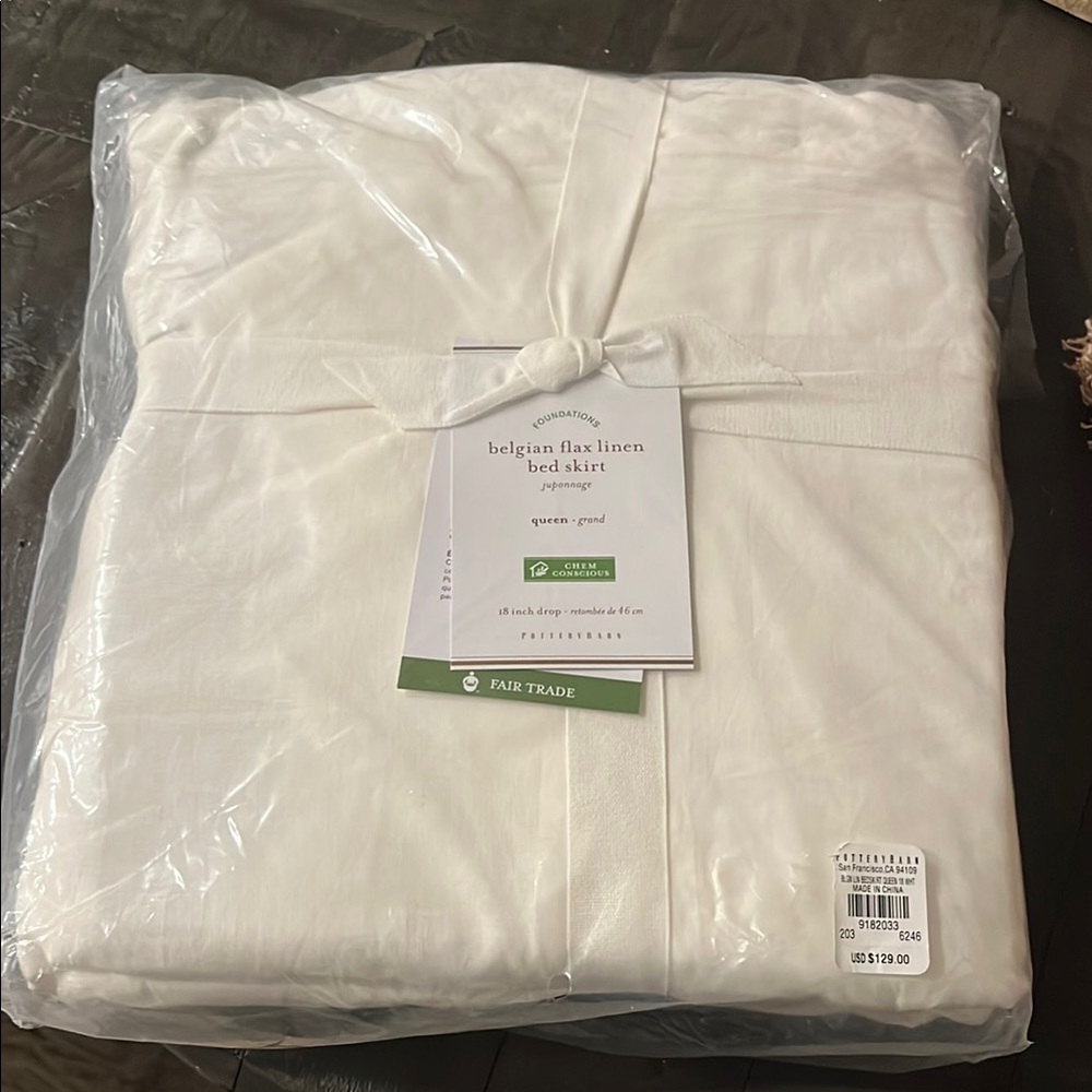 Pottery Barn Queen Belgian Flax Linen Bed Skirt NWT